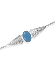 Textured Sterling Silver and Chalcedony Bracelet