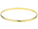 Diamond Cut 3mm Slip On Bangle in 14K Yellow Gold