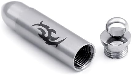 JewelryWe Men's Stainless Steel Celtic Tribal Cremation Ash Urn Bullet Pendant Necklace with 22" Chain - Memorial Ash Keepsake (with Gift Bag)