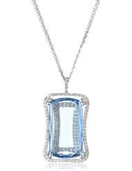 Suzanne Kalan "Vitrine" Blue Topaz, Diamond Bezel Necklace