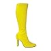 FLIRT-308, 4'' Heel Women's Stretch Patent Boots, Yellow Patent, Size 8