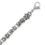 Mens Square Byzantine Chain Necklace 7mm 316L Surgical Stainless Steel