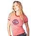 Majestic Threads Detroit Pistons Red Ladies Swarovski Crystal Melange Ringer T-shirt