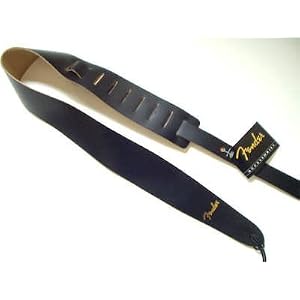 Fender Plain Leather Guitar Strap With Fender Logo, Black