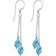 Handcrafted Austrian Aqua Crystal Droplet Chain Earrings MADE WITH SWAROVSKI ELEMENTS