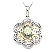 14K Two-Tone Gold Prasiolite (Green Amethyst) and Diamond Pendant
