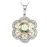 14K Two-Tone Gold Prasiolite (Green Amethyst) and Diamond Pendant