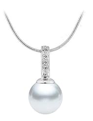 PremiumPearl 9-13mm White South Sea Cultured Pearl Pendant AAA Quality 14k Gold & Diamonds