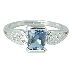 Radiant Cut 1.75 carat London Blue Topaz Ring Size 9 in Sterling Silver by Peora