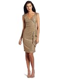 Maggy London Womens V-Neck Foil Knit Dress