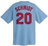 Mike Schmidt Philadelphia Phillies Light Blue MLB Throwback 2 Sided Short Sleeve Tee Shirt By Majest