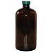 Vestil BTL-UVN-G-32-CS Narrow-Mouth Round UV Glass Bottle with Green Cap, 4-1/4" Diameter x 8" Height, 32 oz Capacity, Amber (Pack of 6)