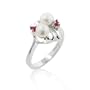 June or July Babies - Genuine Ruby and Freshwater Pearl Sterling Silver Ring Size 7(Sizes 6,7,8,9)
