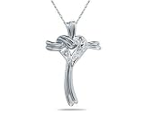 Heart and Cross Diamond Pendant in White Gold