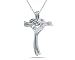 Heart and Cross Diamond Pendant in White Gold