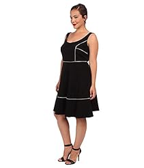 Plus Size Square Neck Ponte Piping  Dress