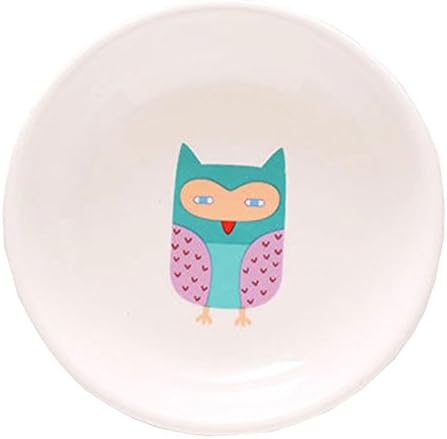 Creative Cartoon Animal Owl/monkey/rabbit Tableware Round Plate Cute Ceramic Plates Ceramic Seasoning Dish,2pcs (5)