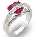 Women's Solitaire Ruby CubicZ irconia Special Plating Ring, Size: 5-9 Sterling Silver .925