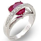 Bague femme Alida - Argent fin 925/000eme - Oxyde de zirconium rouge grenat forme coeur