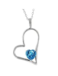 0.90 Ct Blue Topaz Heart Shape .925 Sterling Silver Pendant With 18" Chain