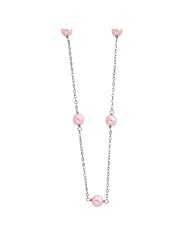 Pink Cultured Pearl and Chain Linked Necklace