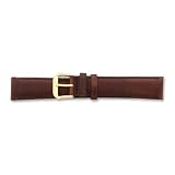 20mm Brown Sierra Leather Gold-tone Buckle Watch Band Ring Size 20