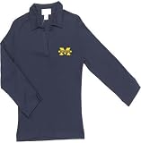 NCAA Michigan Wolverines Ladies Sensible Navy 3/4 Sleeve Polo