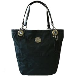 Coach Signature Op Art Alex Shopper Sateen Bag Purse Tote 14449 Black