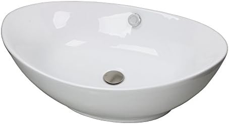 GotHobby Faucet Bathroom Ceramic Egg Vessel Sink Basin &amp; Brushed Nickel Popup Drain Combo
