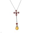 Necklace With 1.50ctw Precious Stones - Genuine Citrine and Sapphires 14K White Gold Length 18in