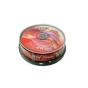 TDK 8cm DVD-RW 1.4GB camcorder discs 10 disc spindle