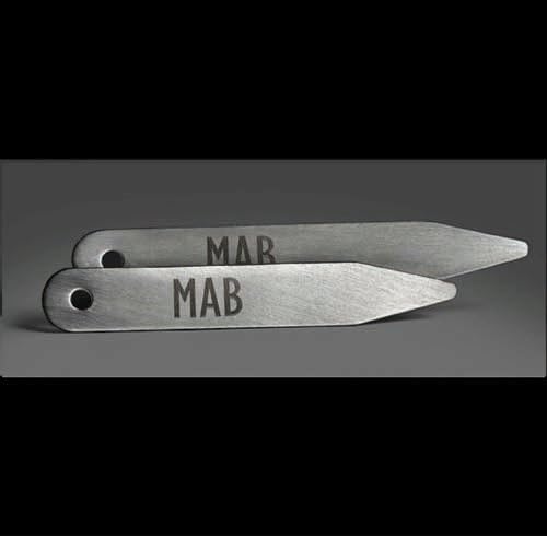 Stayclip Set of 16 Brushed Titanium Monogrammed Collar Stays