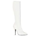 5 Inch Sexy Knee High Boot High Heeled Boot With Side Zip Stretch Patent White