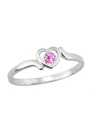 14K White Gold Teens Genuine October Birthstone Ring - Tourmaline
