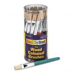 Chenille Kraft 5167 Wood Handle Colossal Flat Brushes, Assorted Colors. 30 Brushes/Canister