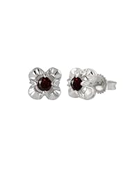 Sterling Silver Gemstone Flower Studs (1/4 cttw)