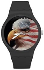 Special Design American Pride the Bald Eagle Pattern, Cool Eagle Custom Unisex Round Rubber Sport Watch, Special Design, 100% Plastic Quartz
