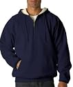 High Quality Adult 1/4-Zip Thermal-Lined Fleece with Hood - Navy