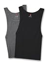 Mens Hanes 2 Pack Tank A-Shirt Black/Grey - 392AT