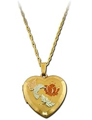 Landstroms Black Hills Gold Heart Locket with Hummingbird - PE792