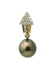 1676 - Diamond 18K Tahitian Black Pearl Pendant Enhancer
