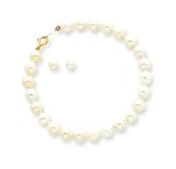 14k Childs Cultured Pearl Set - Bracelet & Post Earrings