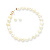 14k Childs Cultured Pearl Set - Bracelet and Post Earrings