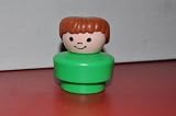 Vintage Little People Boy Brown Hair, Green Shirt 1990 Fat Body - Replacement Figure - Classic Fisher Price Collectible Figures - Zoo Circus Ark Pet Castle