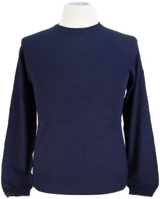 Maglierie Di Perugia MDP IU 201 BLU Navy Crewneck Cashmere/Silk Men's Knit Sweater, Size 52 (EU) - M/L (US)