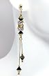 Swarovski Crystal Gold Plate Charming Dangling Earings. Gold-Jet Color