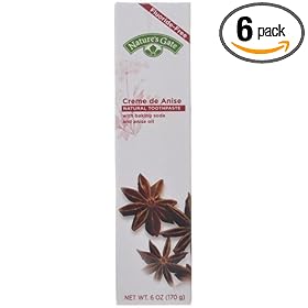 Nature's Gate Natural Toothpaste, Creme de Anise, 6-Ounce Tubes (Pack of 6)