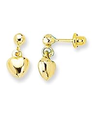 Childs 14k Yellow Gold Puffed Heart Earrings