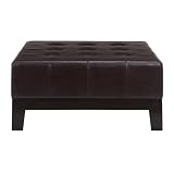 Exotic Wooden and Leatherette Coffee Table