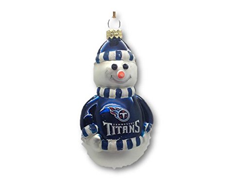 NFL Tennessee Titans Blown Glass Snowman Christmas Ornament